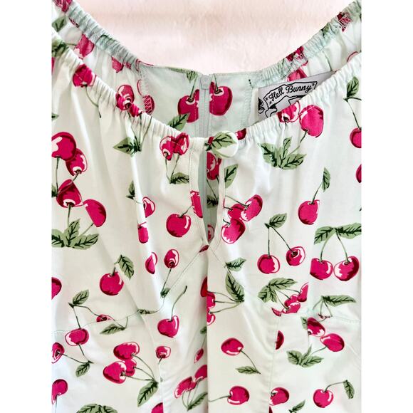 Hell Bunny Cherry Print Blouse - White and Red - Picture 5 of 9